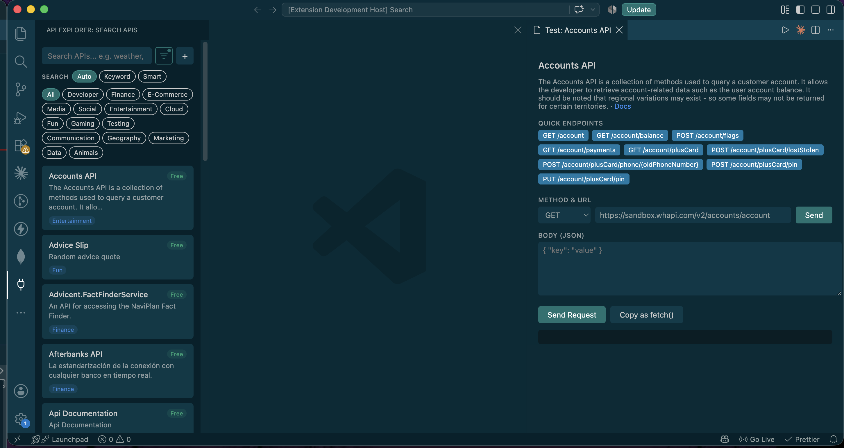 API Explorer VS Code Extension